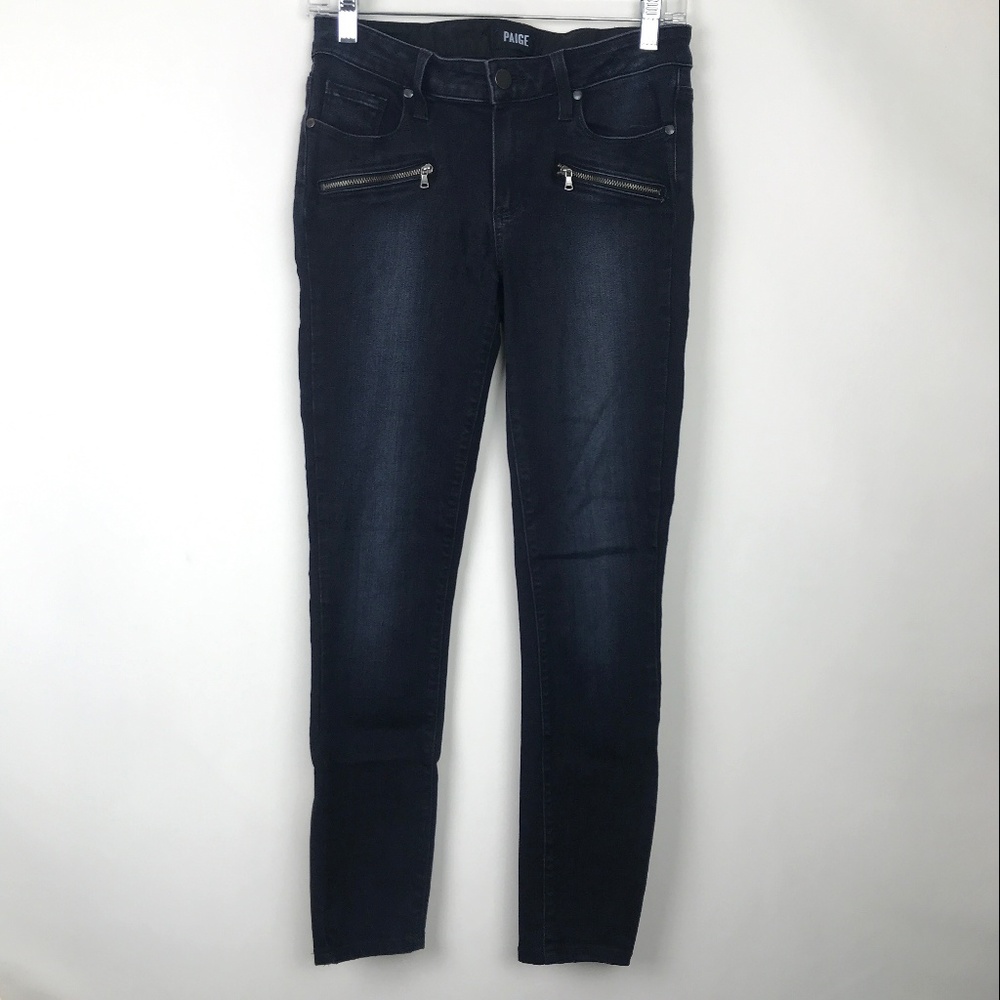 [3 for $15] Paige 8" Rise Mid Rise Jill Zip Monica Dark Wash Skinny Jeans Sz 27